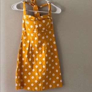 Mustard polka dot halter dress